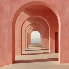 Fototapeta premium Exploring repeating archways contemporary architecture urban space visual art minimalism