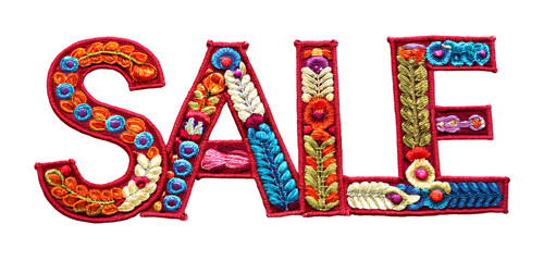 「SALE」の文字の刺繍のワッペン（Embroidered "SALE" patch）
