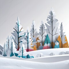 White snow landscape, cut out