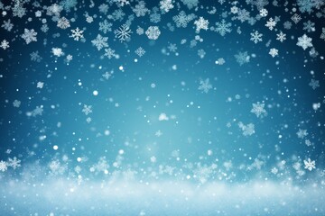 Snowdrifts and delicate snowflakes on a vibrant blue background, capturing winter s beauty