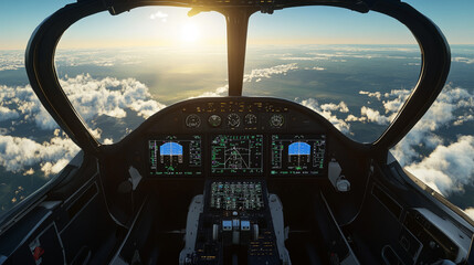 Futuristic Airplane Cockpit: Next-Gen Flight Simulator