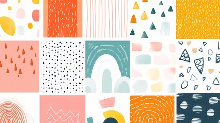 Fototapeta premium Colorful Geometric Rainbow Vector Patterns for Seamless Design