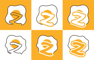 Letter Z fried egg, sunny side up egg, omelette. This logo combines letters and fried egg. Suitable for egg shops, culinary, street food and the like.