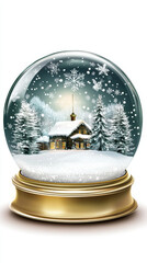 Winter Wonderland Snow Globe: Christmas Cabin, Snowy Trees, Festive Background