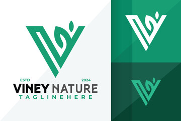 Letter V Nature Leaf Logo Icon Vector Design Illustration