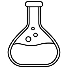 Chemistry Flask Line Art Vector Illustration
