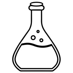Chemistry Flask Line Art Vector Illustration