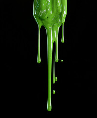 Green slime dripping isolated on white background