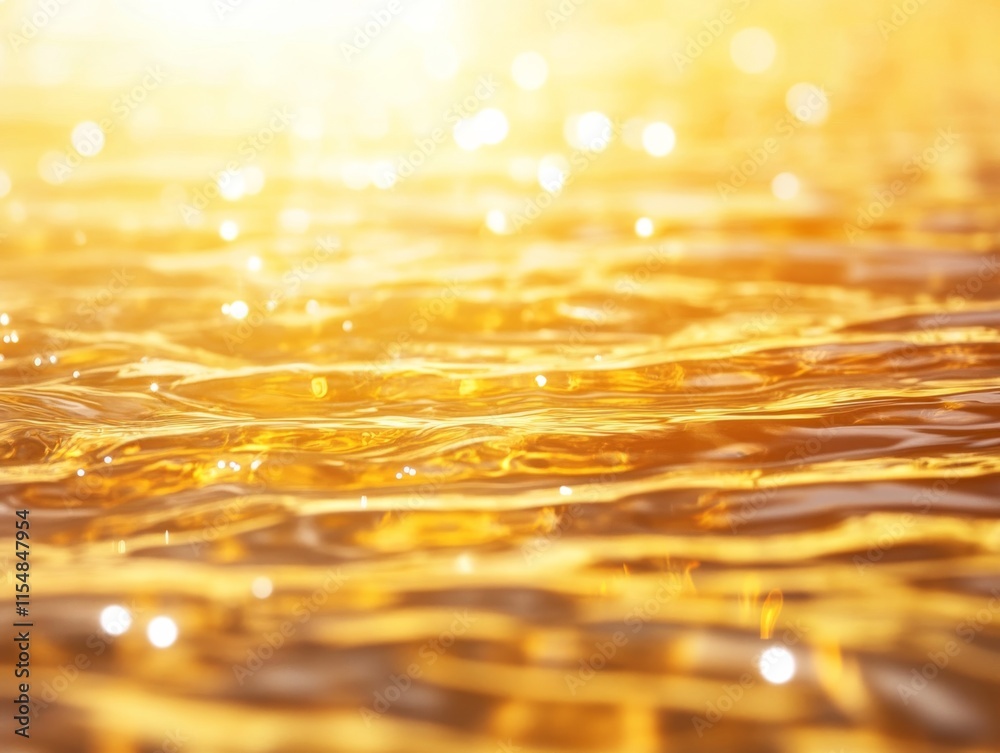 Poster Golden ripples dance on the water's surface, illuminated by sunlight, creating a serene and dynamic effect perfect for various creative applications
