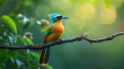 Naklejka premium Beautiful Birds, parrots portraits on branches