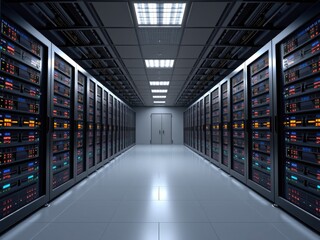 Fototapeta premium Modern Data Center Server Room IT Infrastructure Technology Network