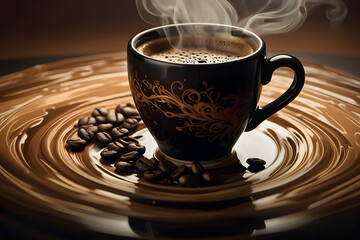 A digital artwork showcasing the theme of coffee and passion with a minimalist aesthetic