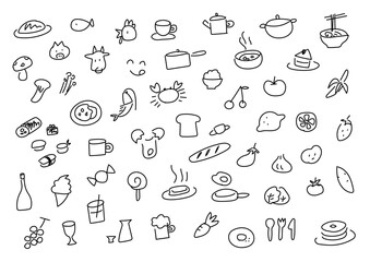 食べ物飲み物の手書きイラストセット