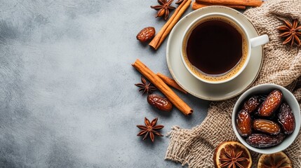 Aromatic coffee with dates and spices.