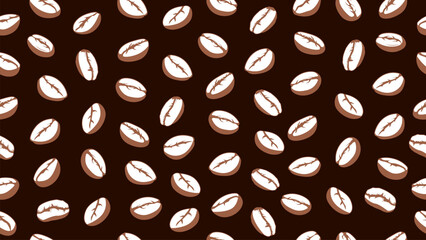 Coffee beans seamless pattern on dark brown background. Coffee beans motif background for coffee shop wallpaper, packaging