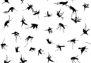 Mosquito silhouette graphics, seamless pattern for decorating all fashion designs, fabrics, wallpapers and prints. on a white background