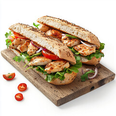 Photorealistic Submarine Sandwich on White Background