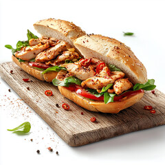 Obraz premium Photorealistic Submarine Sandwich on White Background