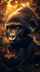 Gorilla Forest Portrait: Warm Earth Tones, Wildlife Photography