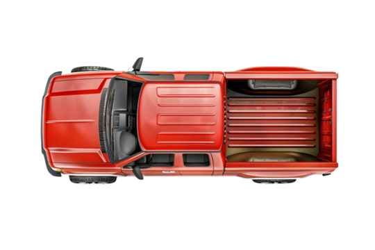 A Pickup Truck Top View 3D Mockup on Transparent Background