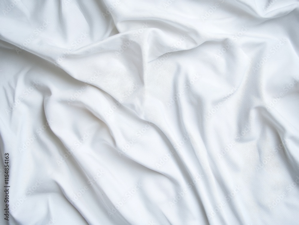 Aufkleber Overhead perspective showcases a white wave texture featuring soft shadows under directional light, offering a clean, modern aesthetic with copy space on the right