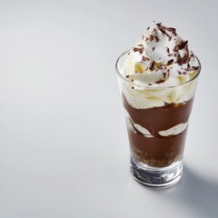 Chocolate mousse in a glass. Featuring rich chocolate and whipped cream
