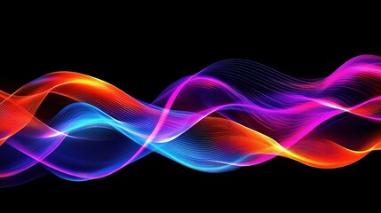 Vibrant Neon Waves in Motion on a Dark Background