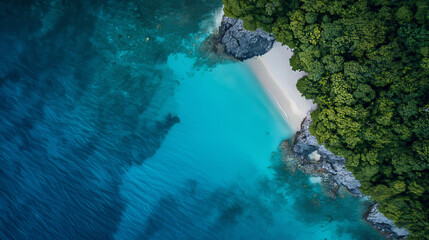 Secluded Beach Turquoise Waters Coastal View Aerial Photography