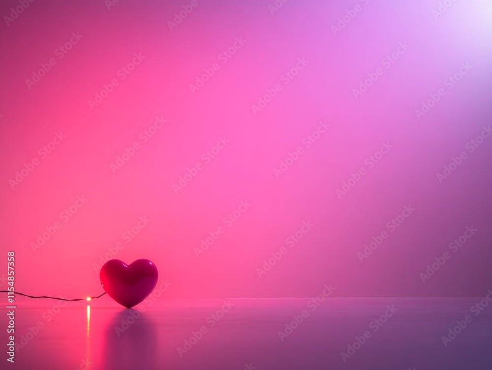 Aufkleber a red heart emits a soft glow against a vibrant pink backdrop, surrounded by faint sparkles, creatin