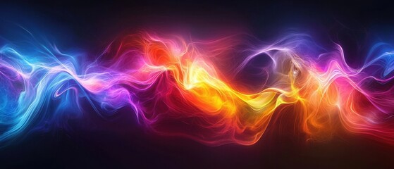 Fototapeta premium Abstract Art Concept, A vibrant swirl of colors creates a mesmerizing abstract design, blending blues, reds, and yellows on a dark backdrop.