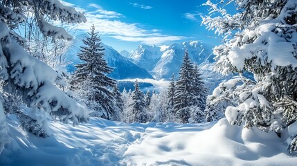 Fototapeta premium Snowy Mountain Winter Landscape