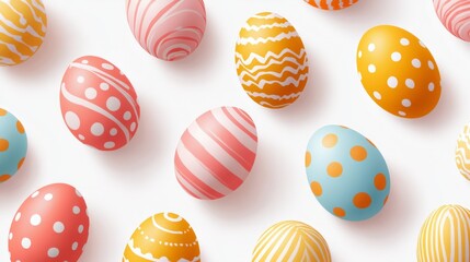 Fototapeta premium Soft pastel-colored Easter eggs in a seamless pattern on a white background