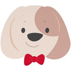 Cute and smile dog heads doodle vector set. Comic happy dog faces character design with flat color isolated on white background. 