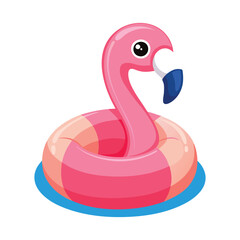 Beautiful flamingo inflatable pool ring vector art illustrator.