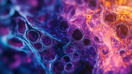 Microscopic image of lung tissue showing alveoli in high detail.