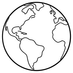 Earth Globe Line Art Vector Illustration