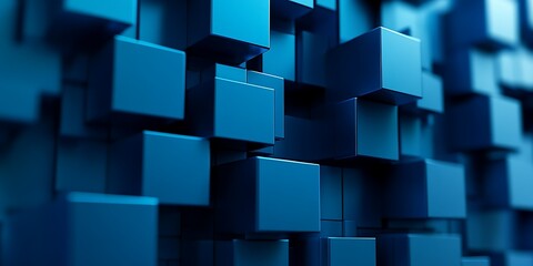 Obraz premium Abstract background of blue cubes, 3D rendering.