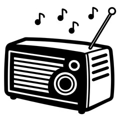 retro radio isolated on white