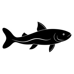 Detailed Fish Silhouette Design for Marine Life and Wildlife Art