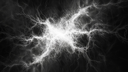 Lichtenberg Figure: High-Voltage Breakdown, Electrical Surge, Macro Lens, Black and White, Text Space