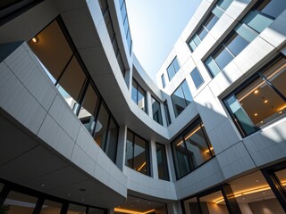 Obraz premium Modern Architecture Luxury Building Exterior Courtyard Design