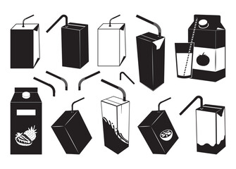 Juice Box vector, Juice Box clipart, Juice Box silhouette.