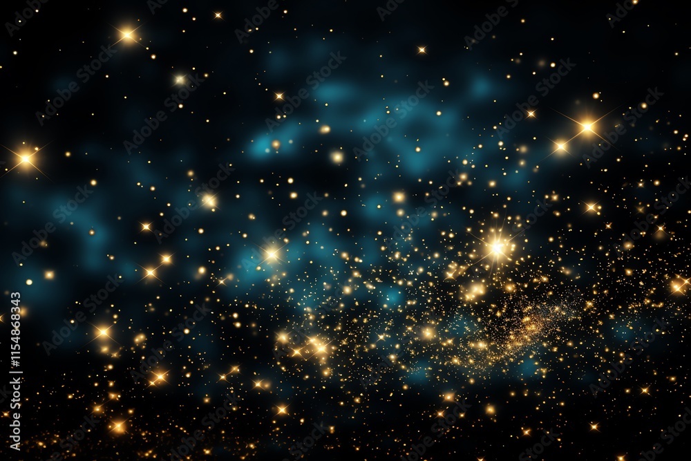 Canvas Prints sparkling cosmic nebula with gold dust.