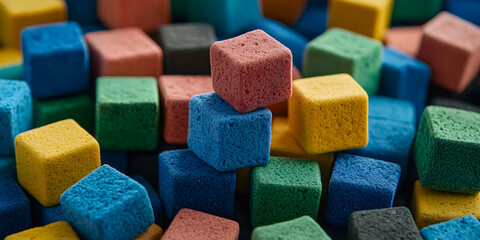 Colorful Cubes Stacked High, A Textured Delight
