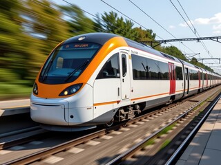 Fototapeta premium High Speed Train Modern Rail Transport Fast Travel Railway Journey