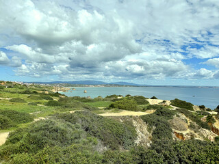 Sea caves and cliff side ocean landscape of  Ponta da Piedade in the Algarve Portugal