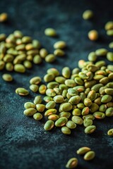 Green Peas on Black Surface