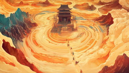 Dunhuang Dreamscape: Ancient Temples and Golden Sand