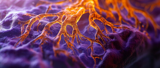 Naklejka premium Bioengineered Plant Roots: Intricate Network, Hyperrealistic Macro