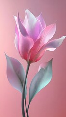 Obraz premium Elegant Pink and Lilac Floral Art with Delicate Leaf Details
